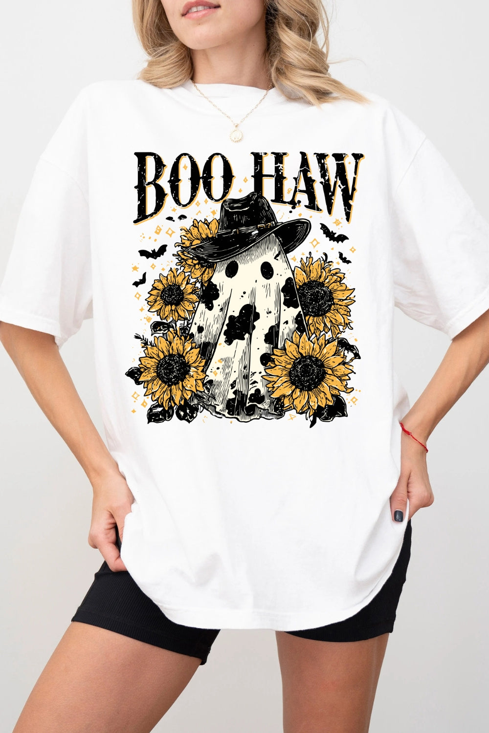 Boo Haw Cow Spot Ghost Western Tee For Women
