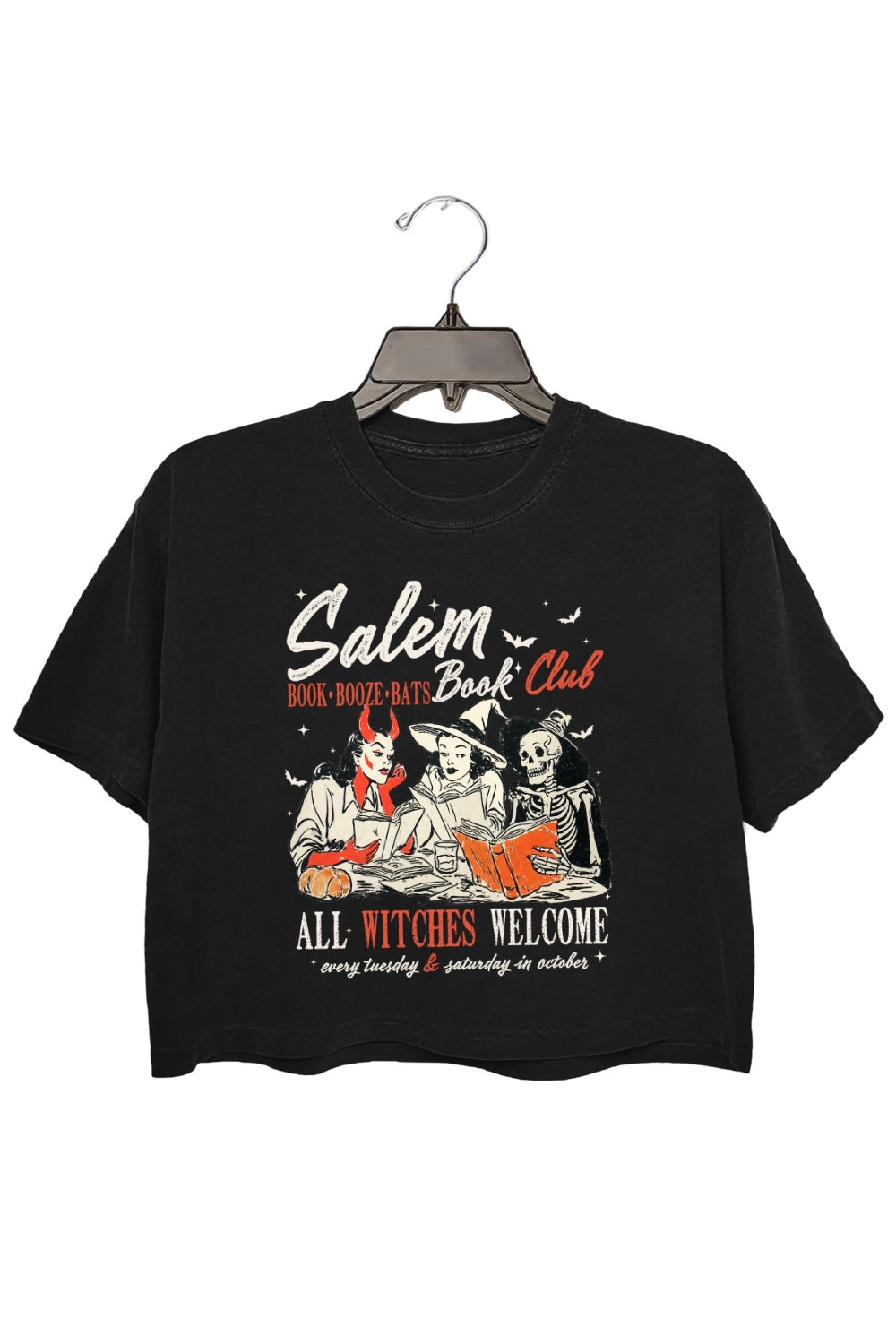Salem Witchy Book Club Spooky Girl Reading Crop Top For Women