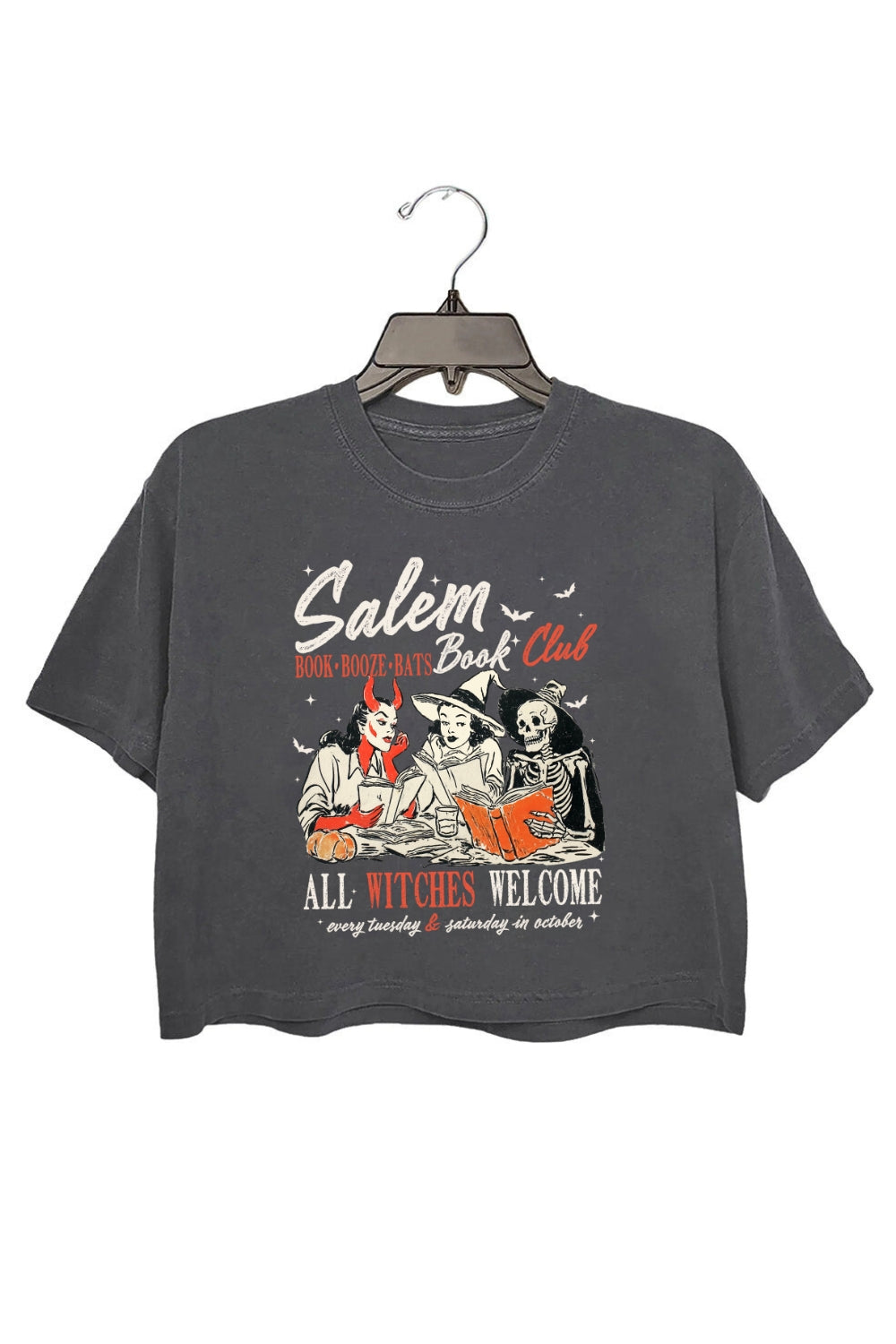Salem Witchy Book Club Spooky Girl Reading Crop Top For Women