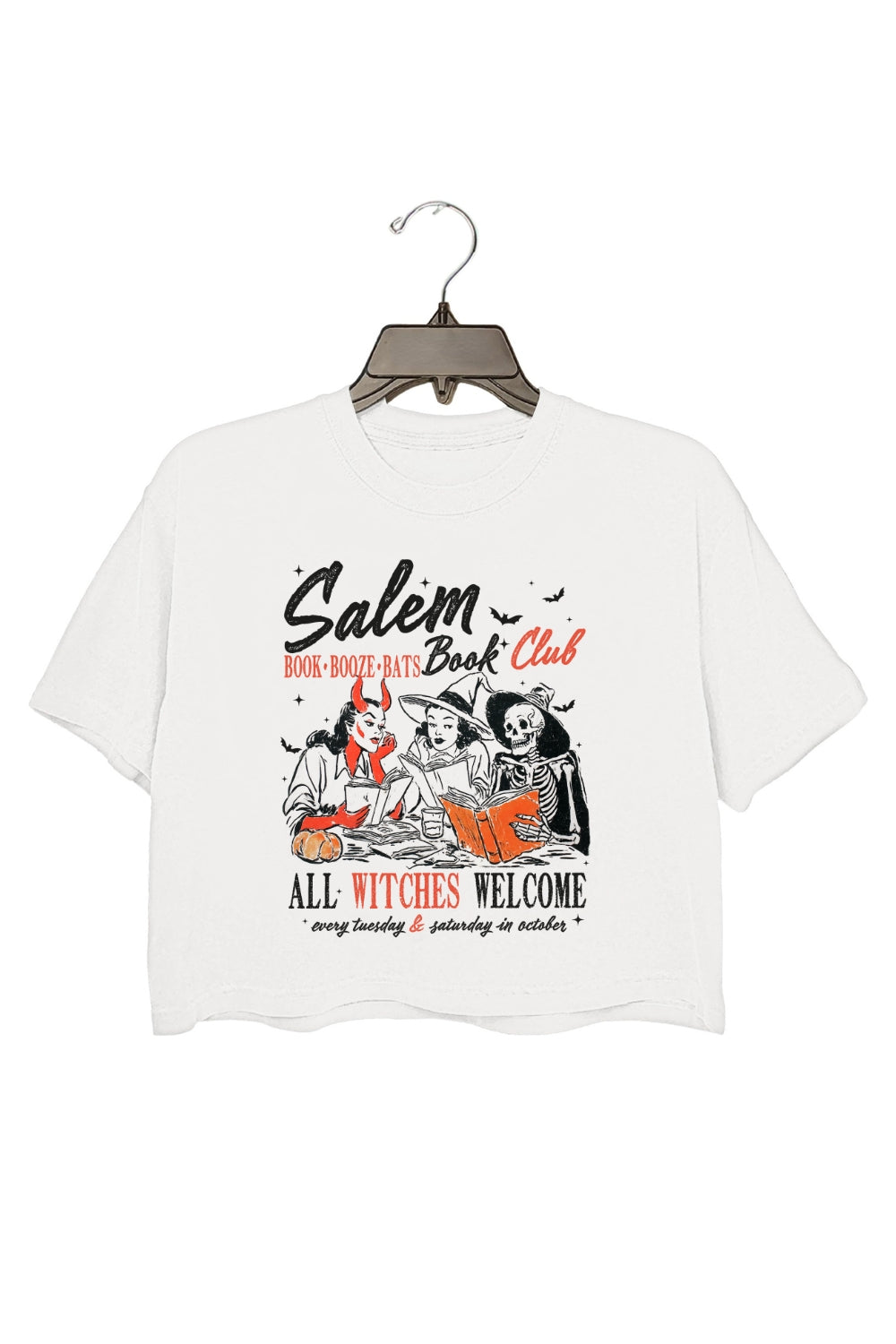 Salem Witchy Book Club Spooky Girl Reading Crop Top For Women