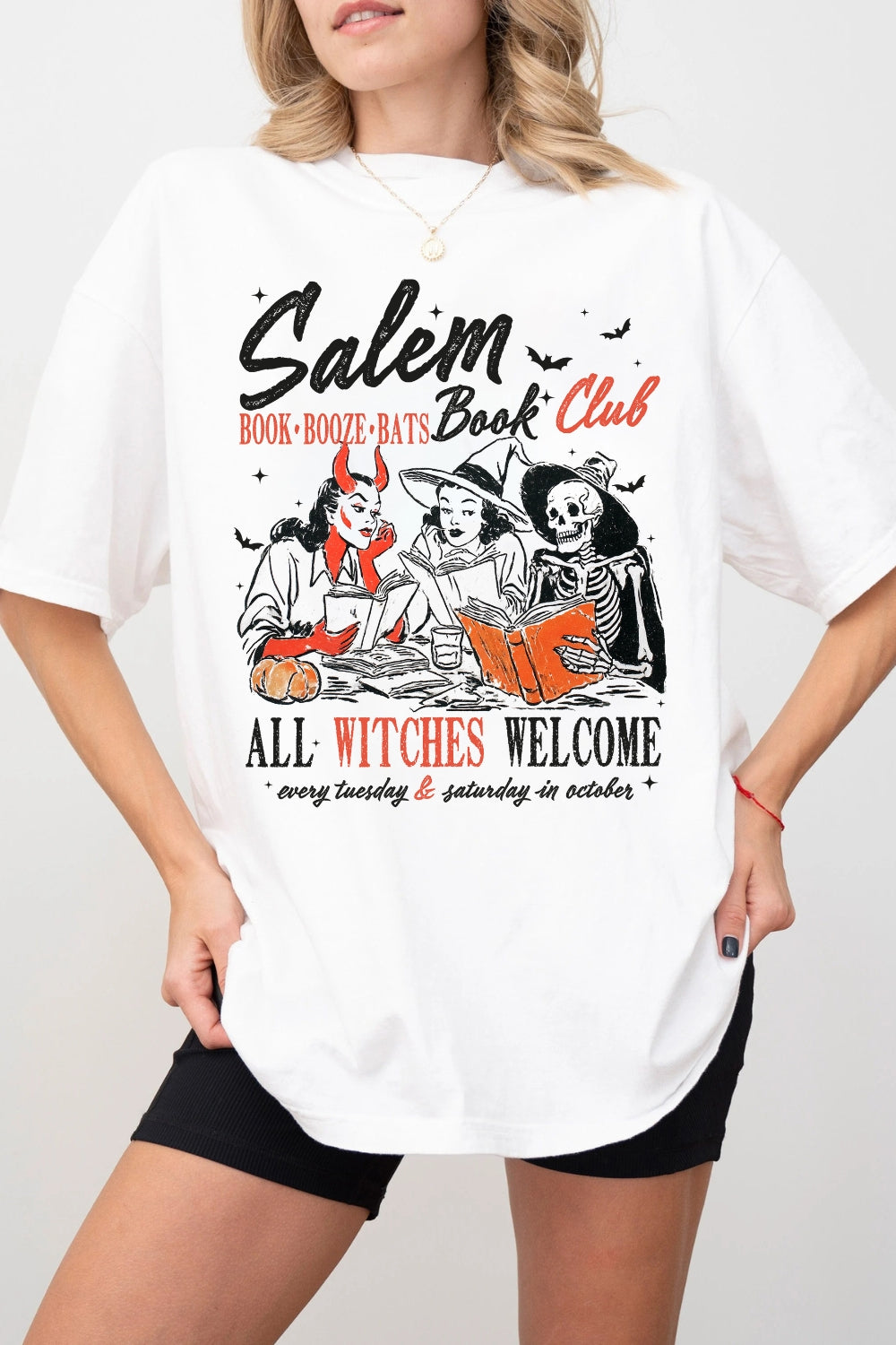 Salem Witchy Book Club Spooky Girl Reading Tee For Women