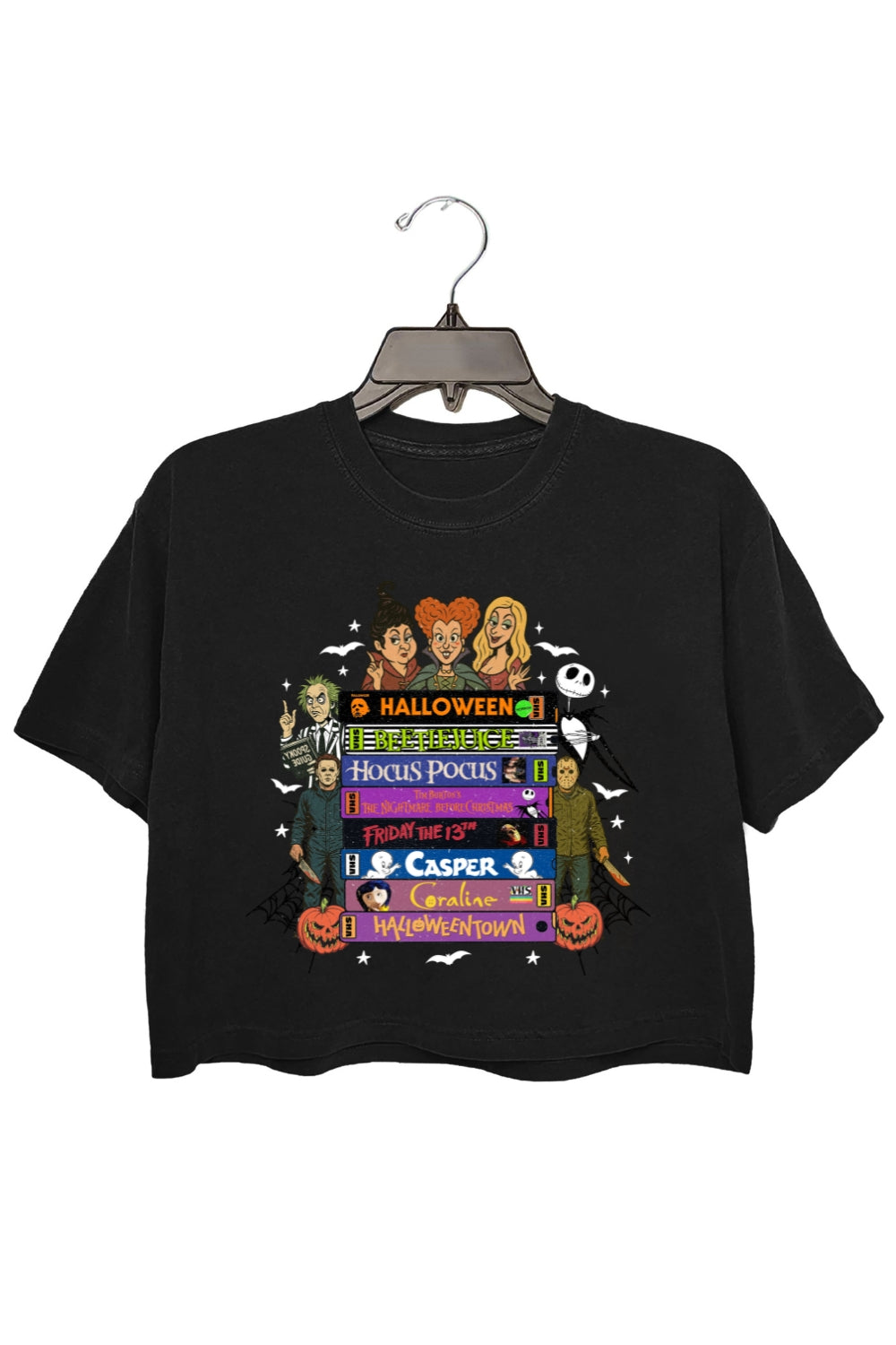 90s Style Retro Halloween Movies VHS Crop Top For Women