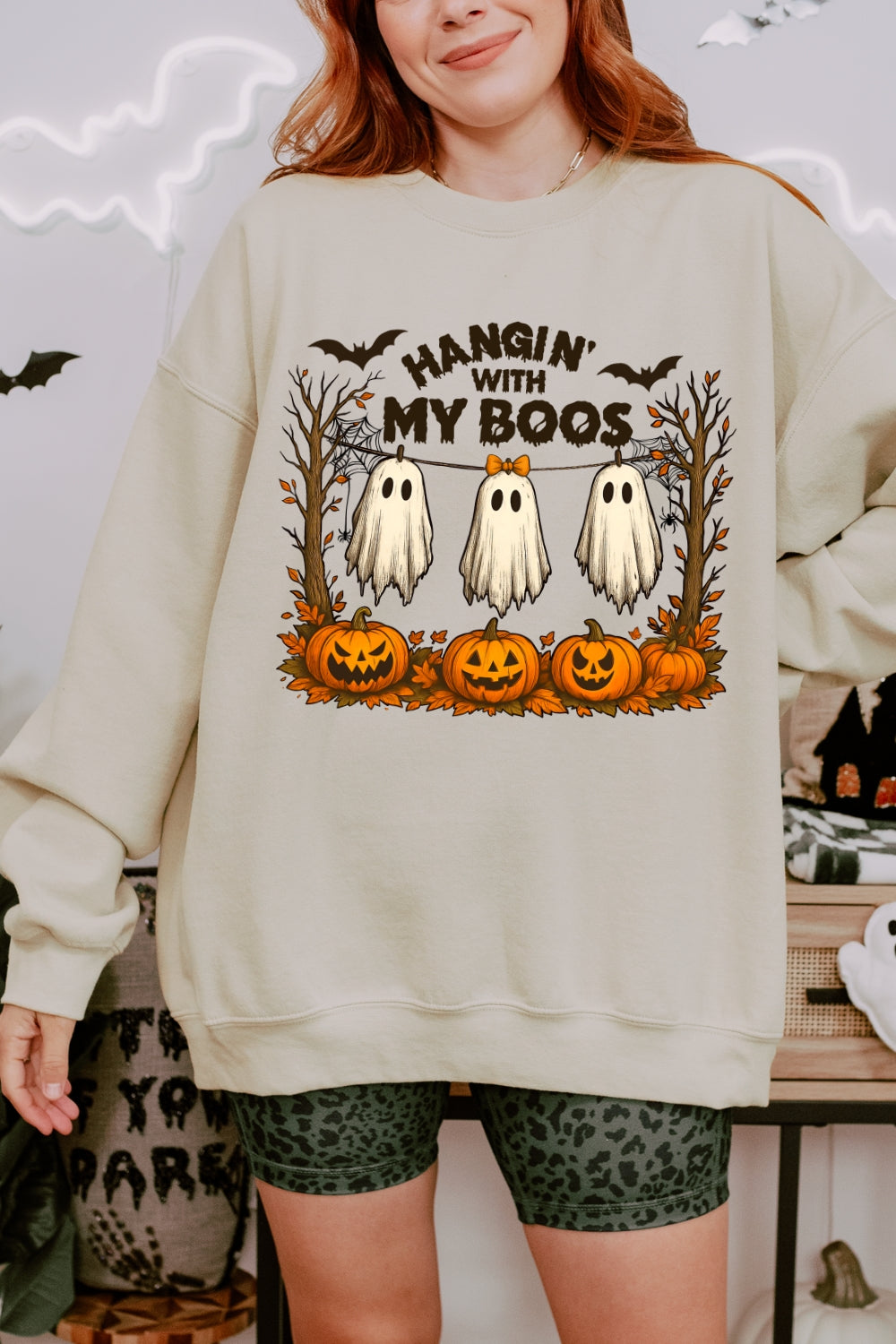 Hangin’ With My Boos Halloween Ghost Sweatshirt For Women