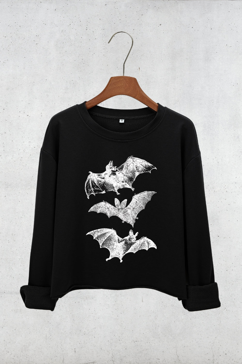 Vintage Y2K Bats Spooky Vibes Crop Sweatshirt For Women