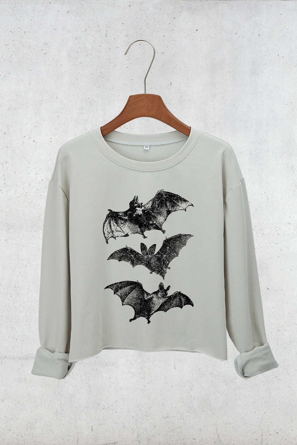 Vintage Y2K Bats Spooky Vibes Crop Sweatshirt For Women