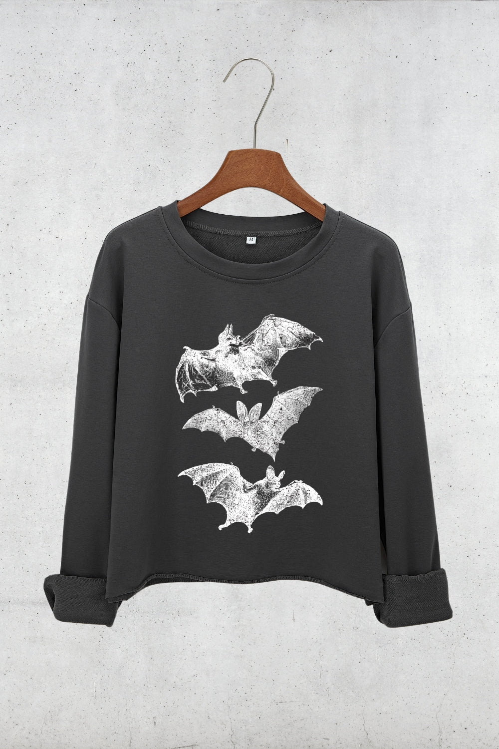 Vintage Y2K Bats Spooky Vibes Crop Sweatshirt For Women