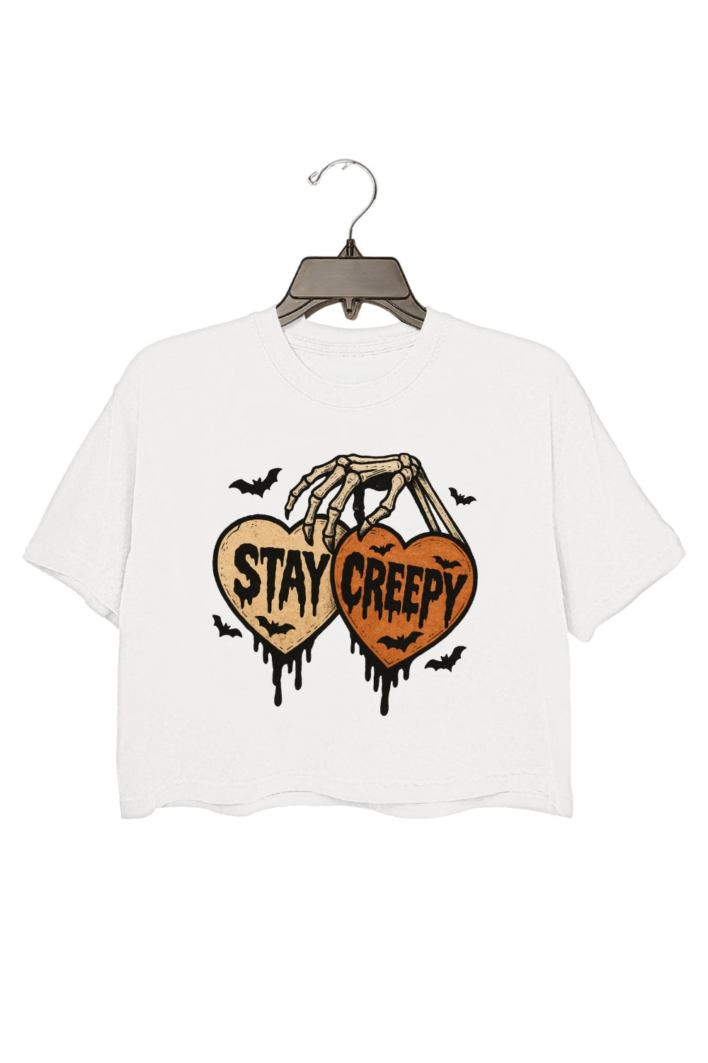 Stay Creepy Retro Drip Heart Crop Top For Women