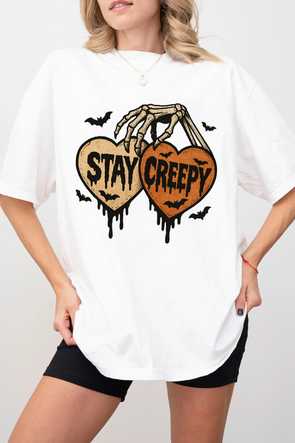 Stay Creepy Retro Drip Heart Tee For Women