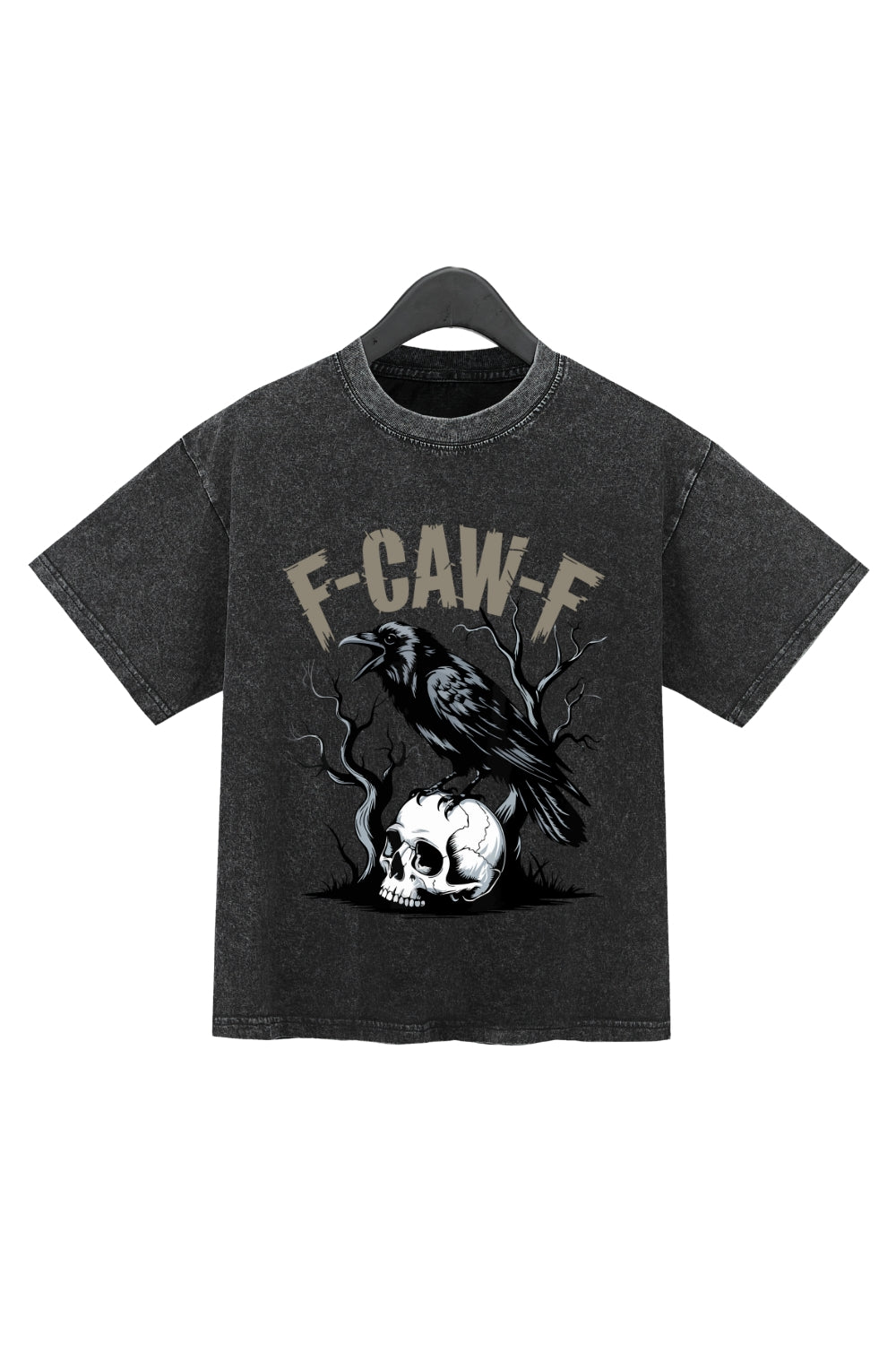 F-Caw-F Gothic Crow Washed Crop Top For Women