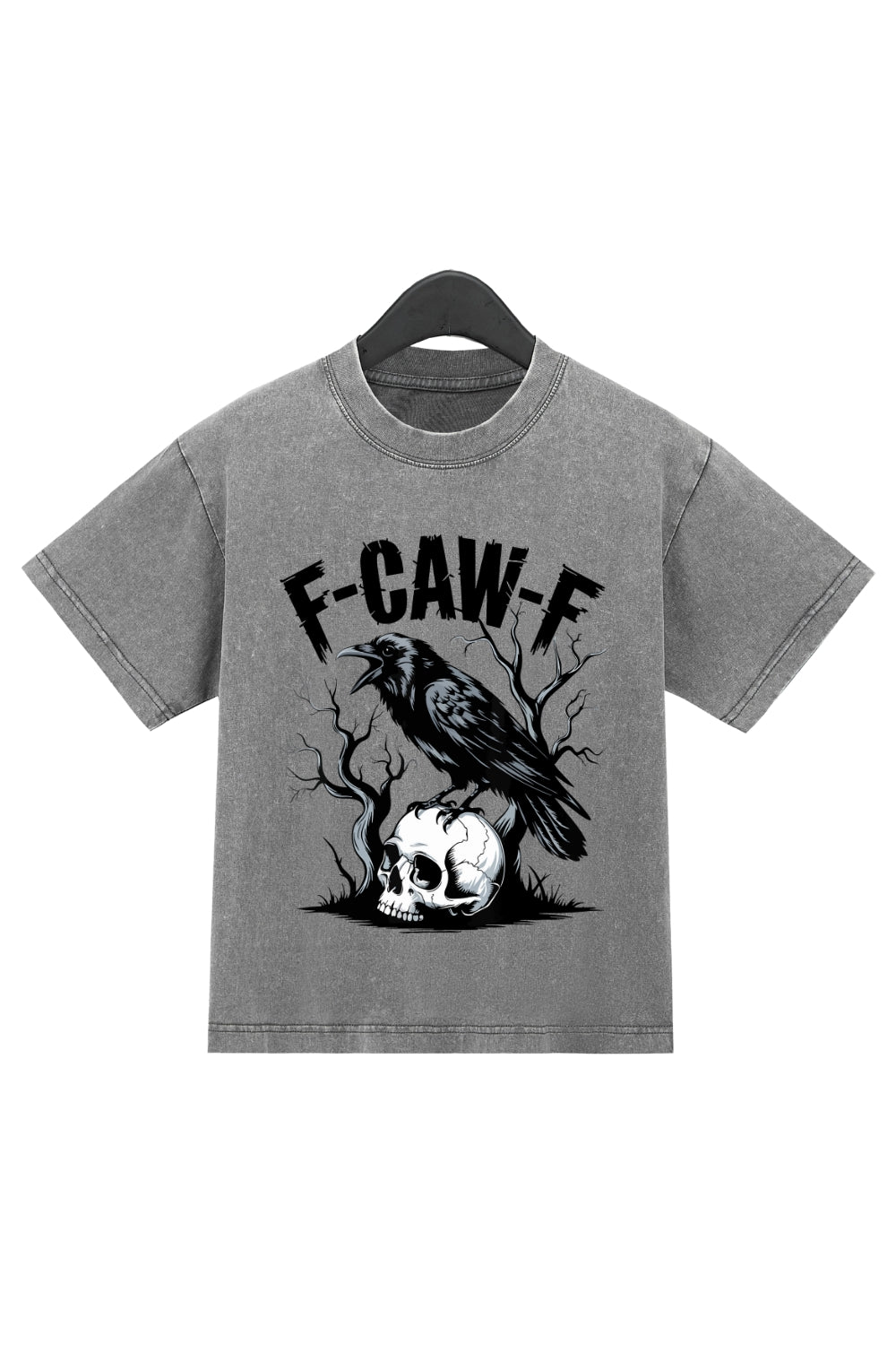 F-Caw-F Gothic Crow Washed Crop Top For Women