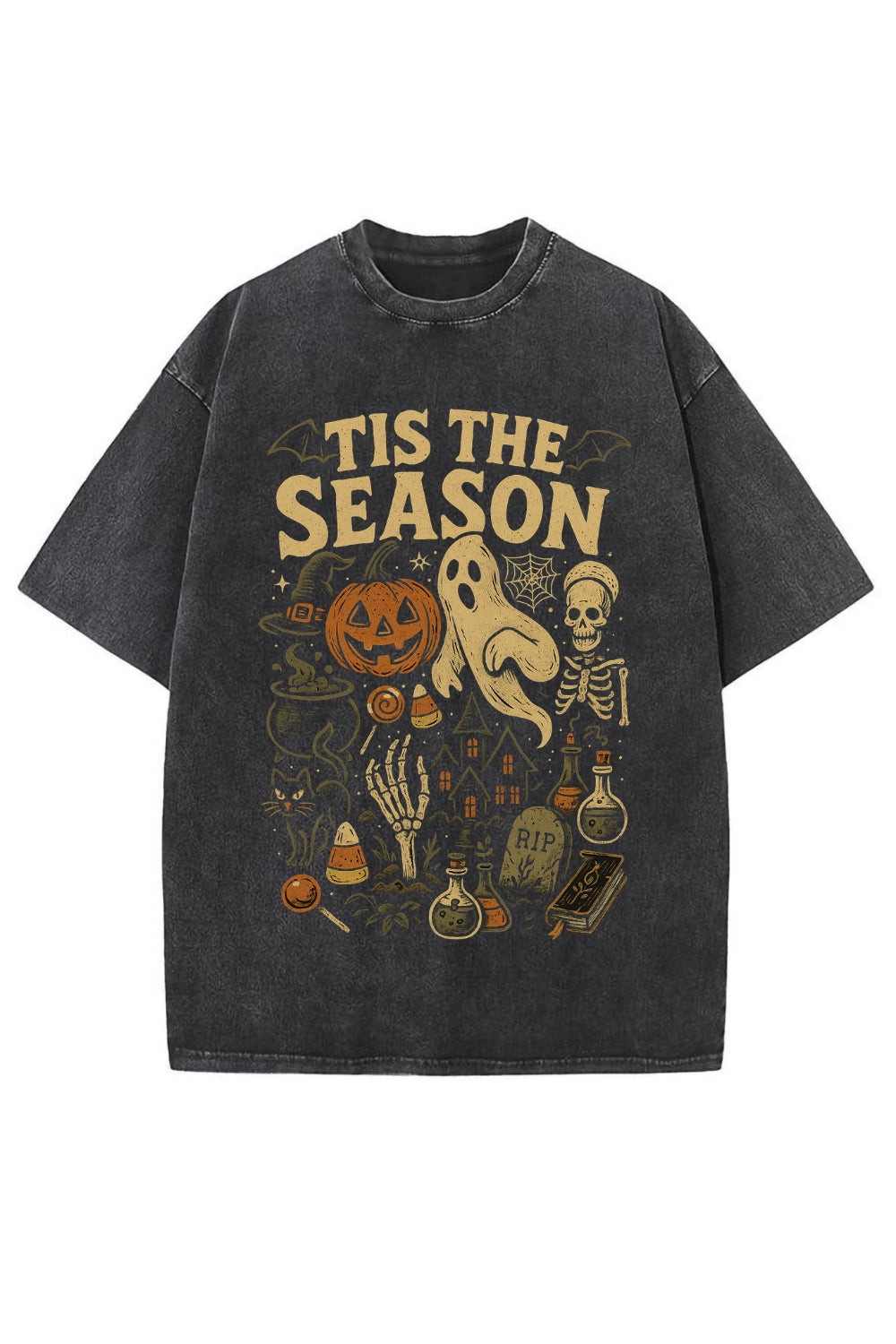 Tis The Season Spooky Vibes Vintage Washed Tee
