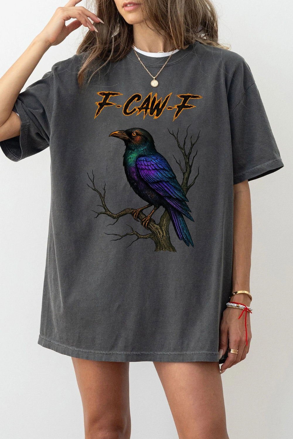F-Caw-F Crow Moonlight Raven Art Tee For Women