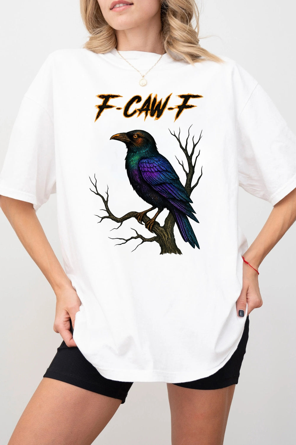 F-Caw-F Crow Moonlight Raven Art Tee For Women