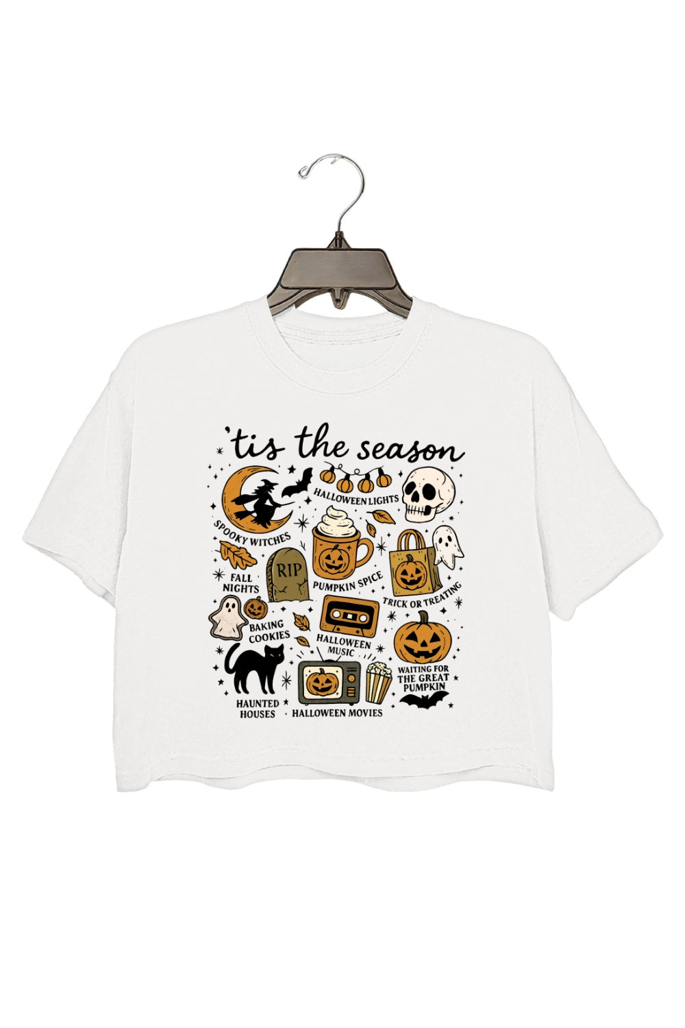 Tis The Season Spooky Halloween Icons Crop Top For Women