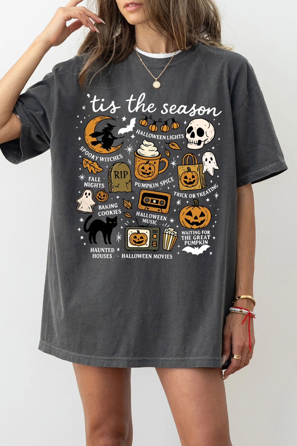 Tis The Season Spooky Halloween Icons Tee For Women