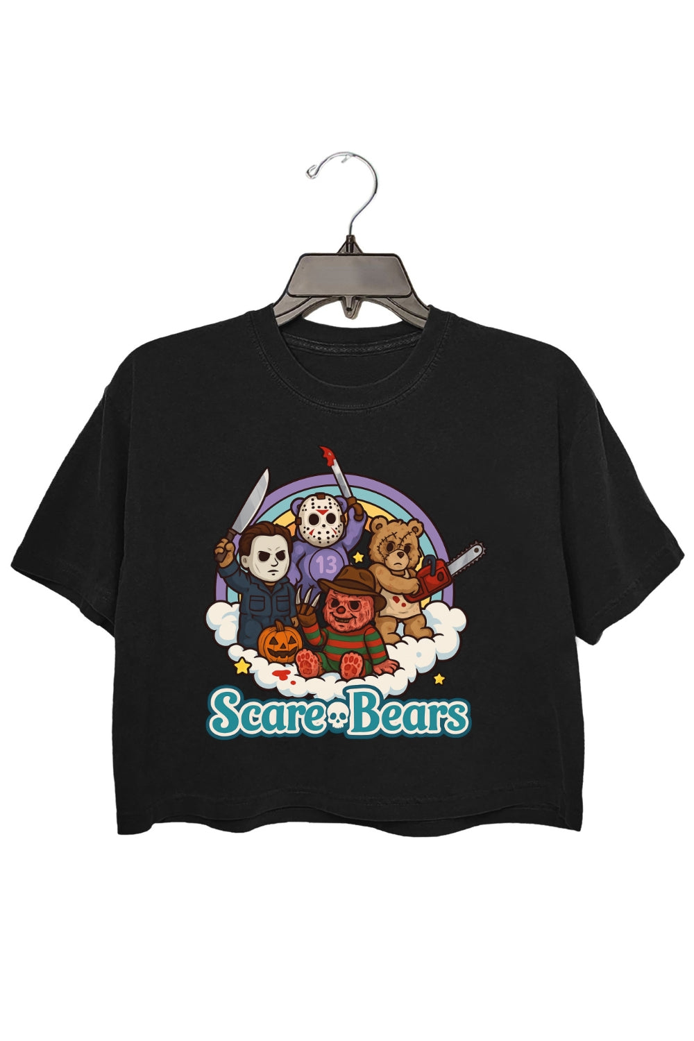 Scare Bears Funny Halloween Horror Crop Top For Women