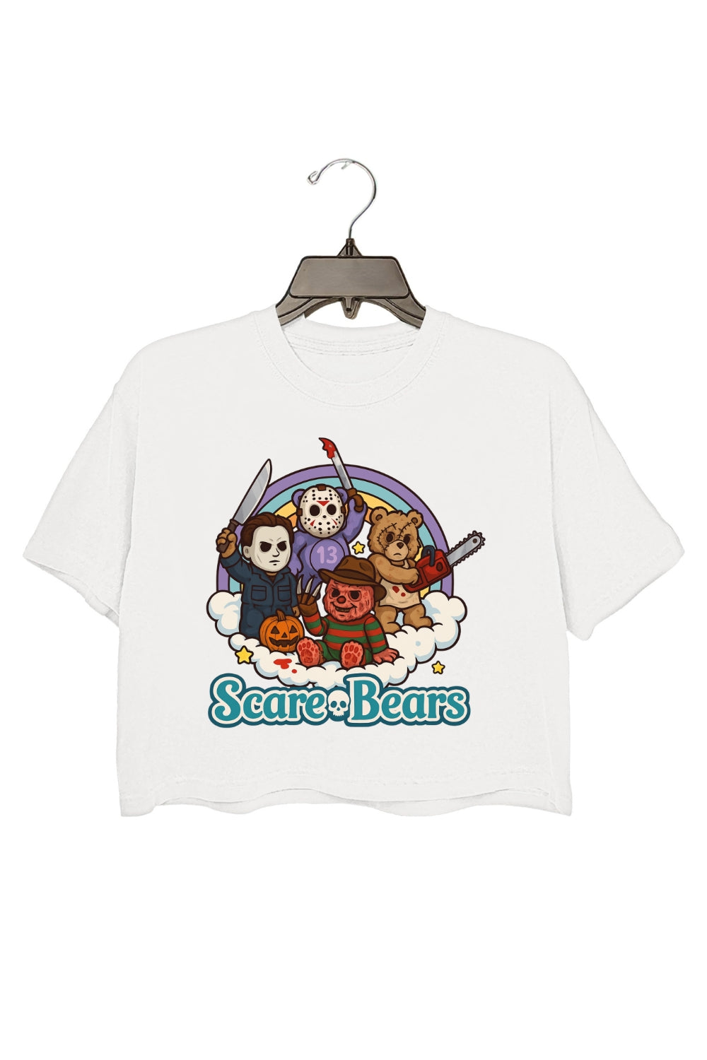 Scare Bears Funny Halloween Horror Crop Top For Women