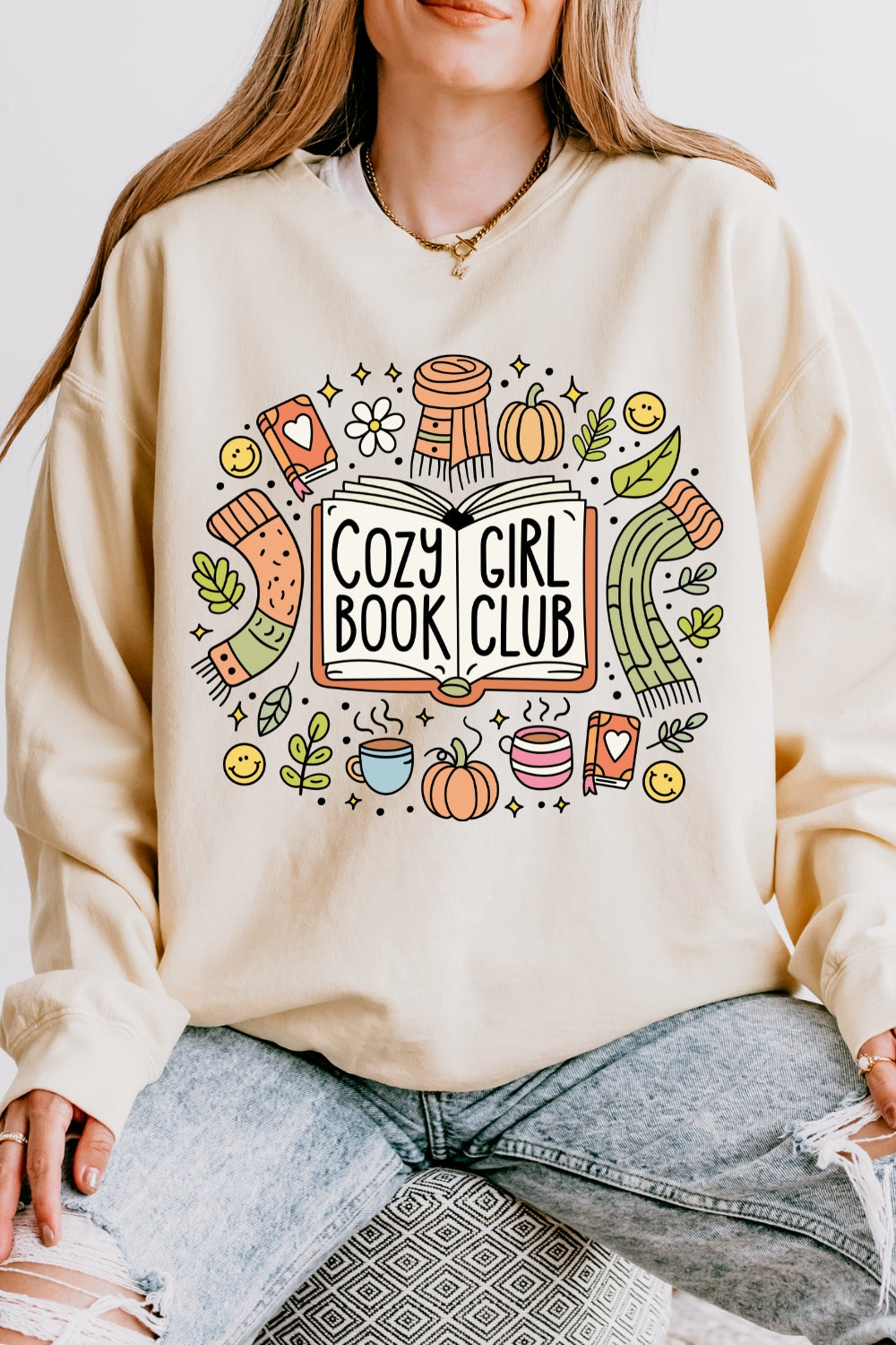 Cozy Girl Book Club Trendy Bookish Sweatshirt For Women