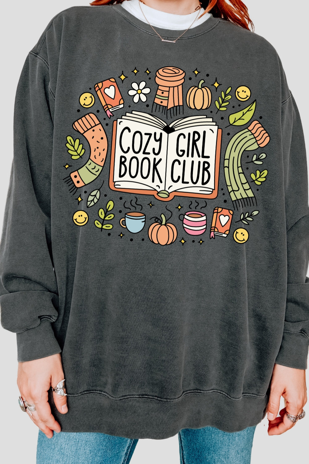 Cozy Girl Book Club Trendy Bookish Sweatshirt For Women