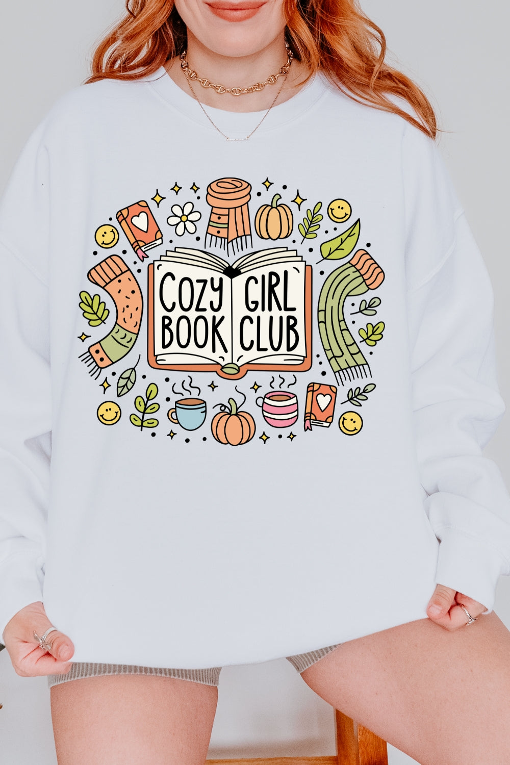 Cozy Girl Book Club Trendy Bookish Sweatshirt For Women