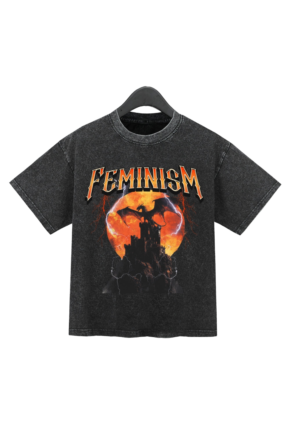 Vintage 90s Feminism Dragon Washed Crop Top For Women