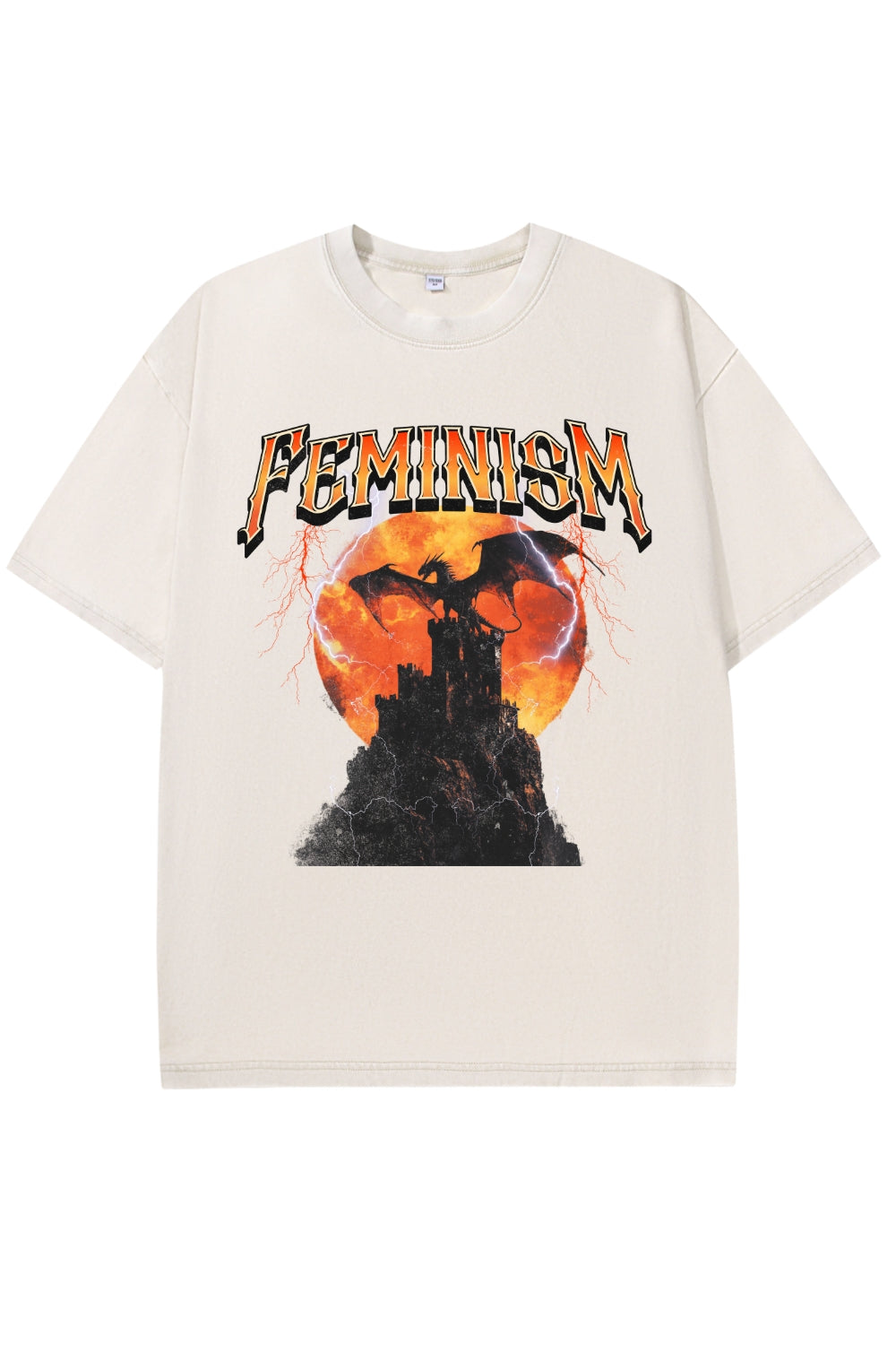 Vintage 90s Feminism Dragon Graphic Washed Tee