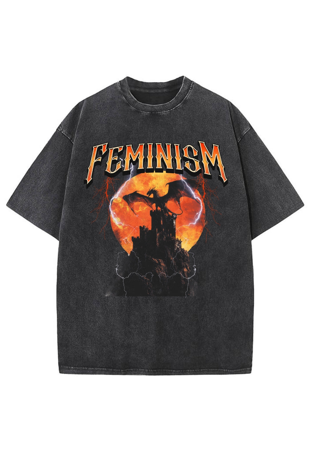 Vintage 90s Feminism Dragon Graphic Washed Tee