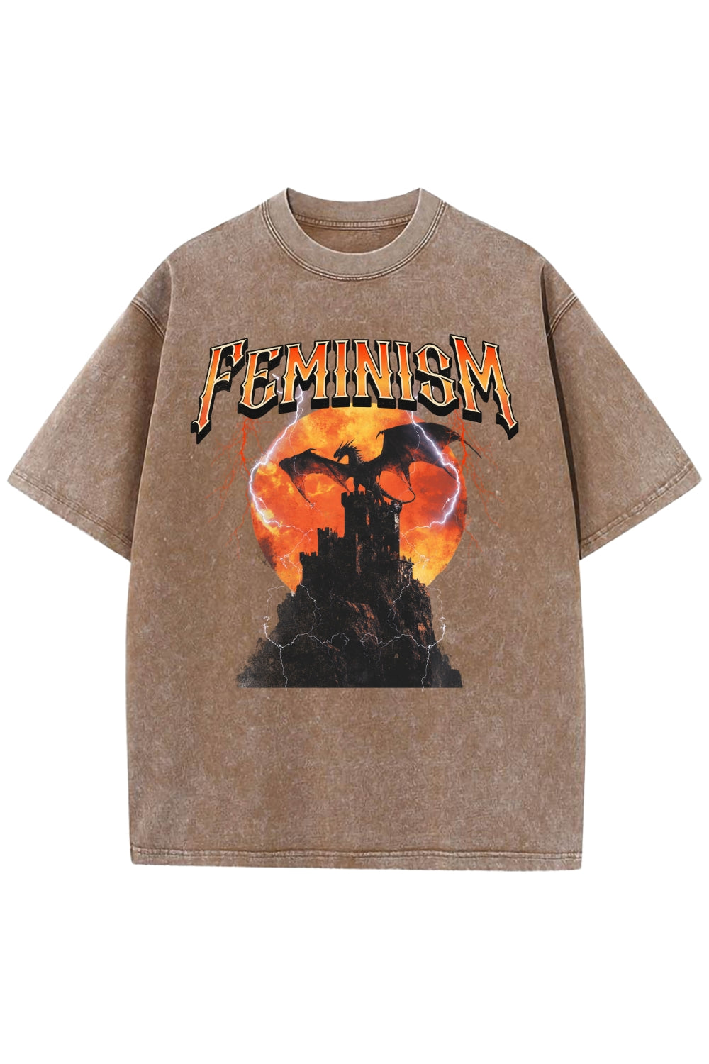 Vintage 90s Feminism Dragon Graphic Washed Tee