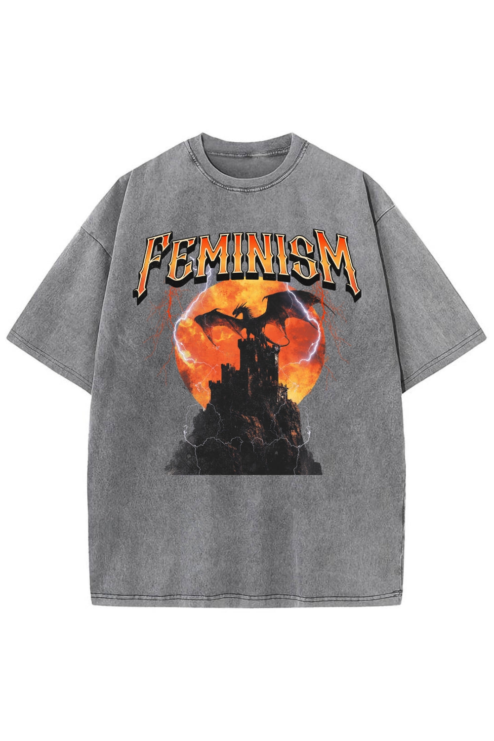 Vintage 90s Feminism Dragon Graphic Washed Tee