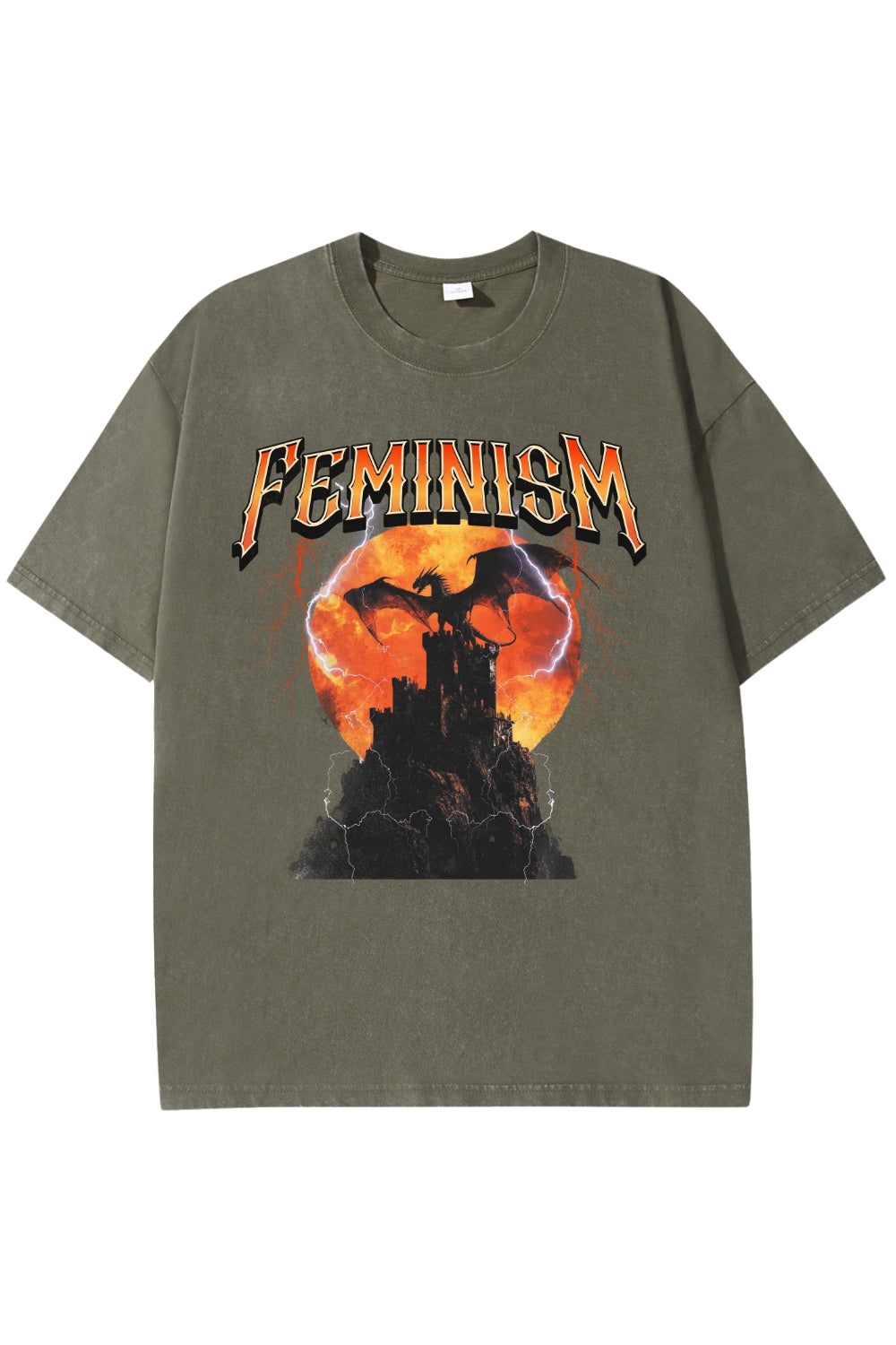 Vintage 90s Feminism Dragon Graphic Washed Tee