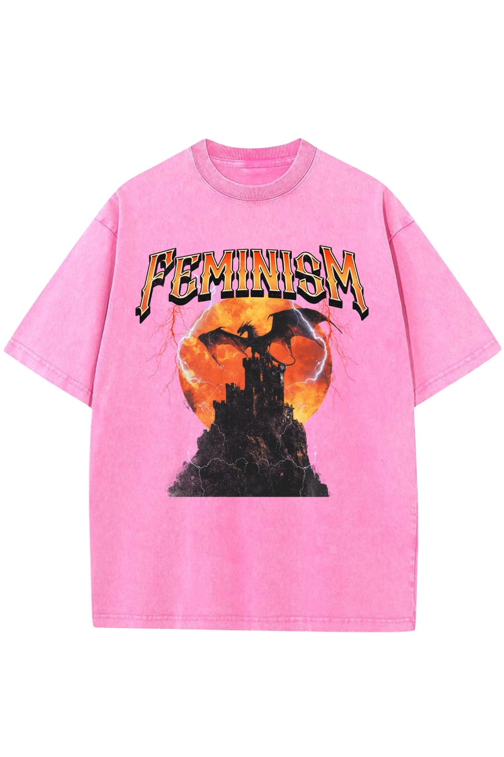 Vintage 90s Feminism Dragon Graphic Washed Tee