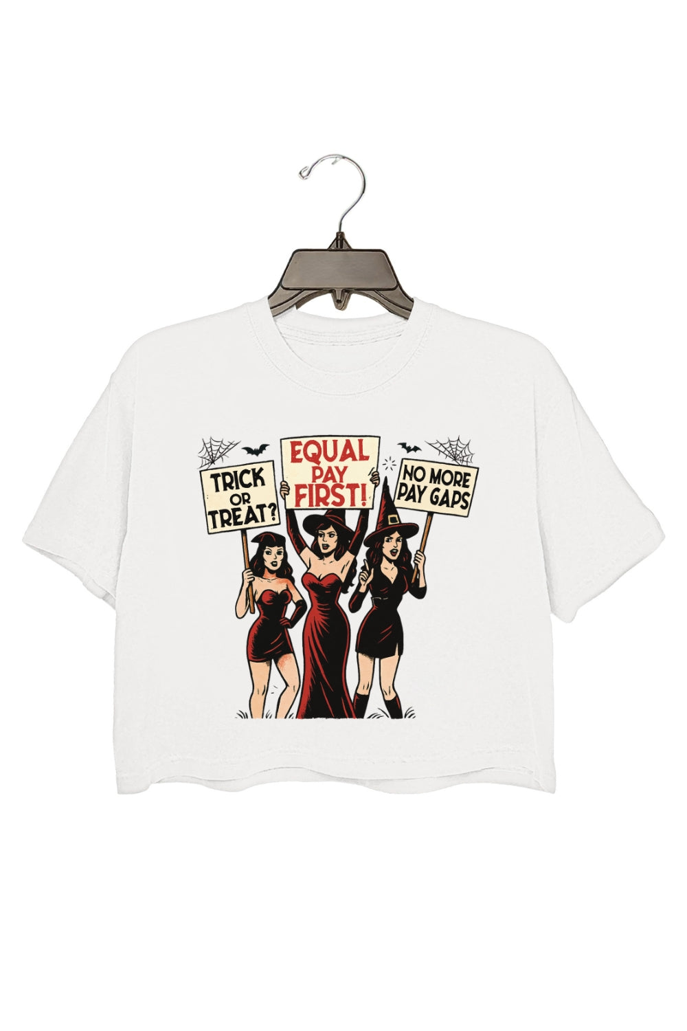 Retro Witch Protest Feminist Halloween Crop Top For Women