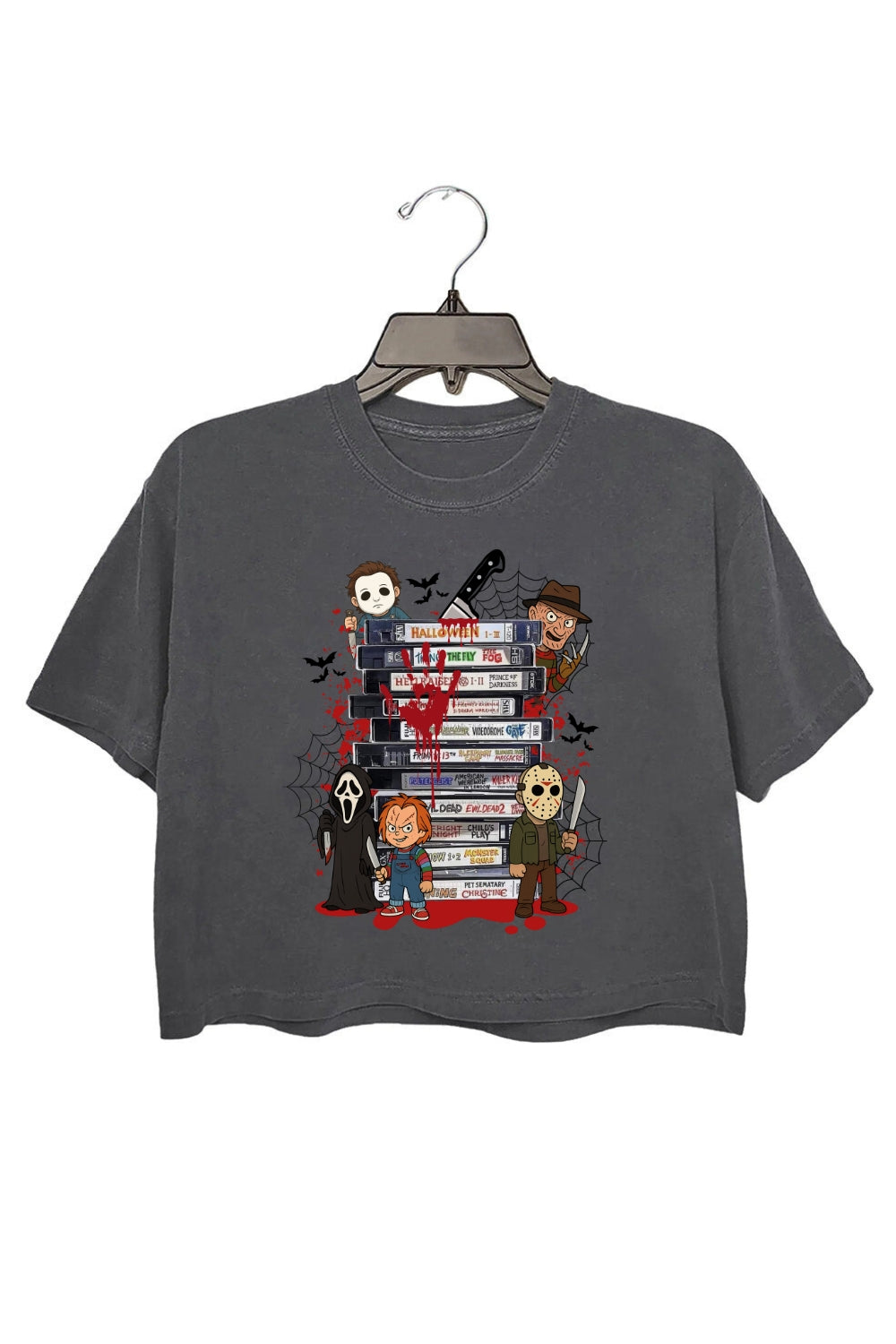 Retro Scary Movie Characters VHS Crop Top For Women
