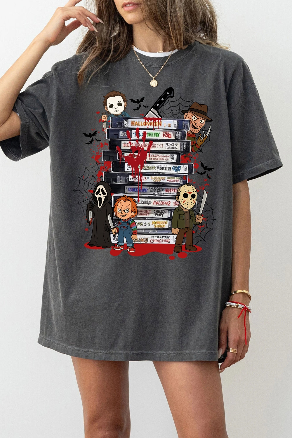 Retro Scary Movie Characters VHS Tee For Women