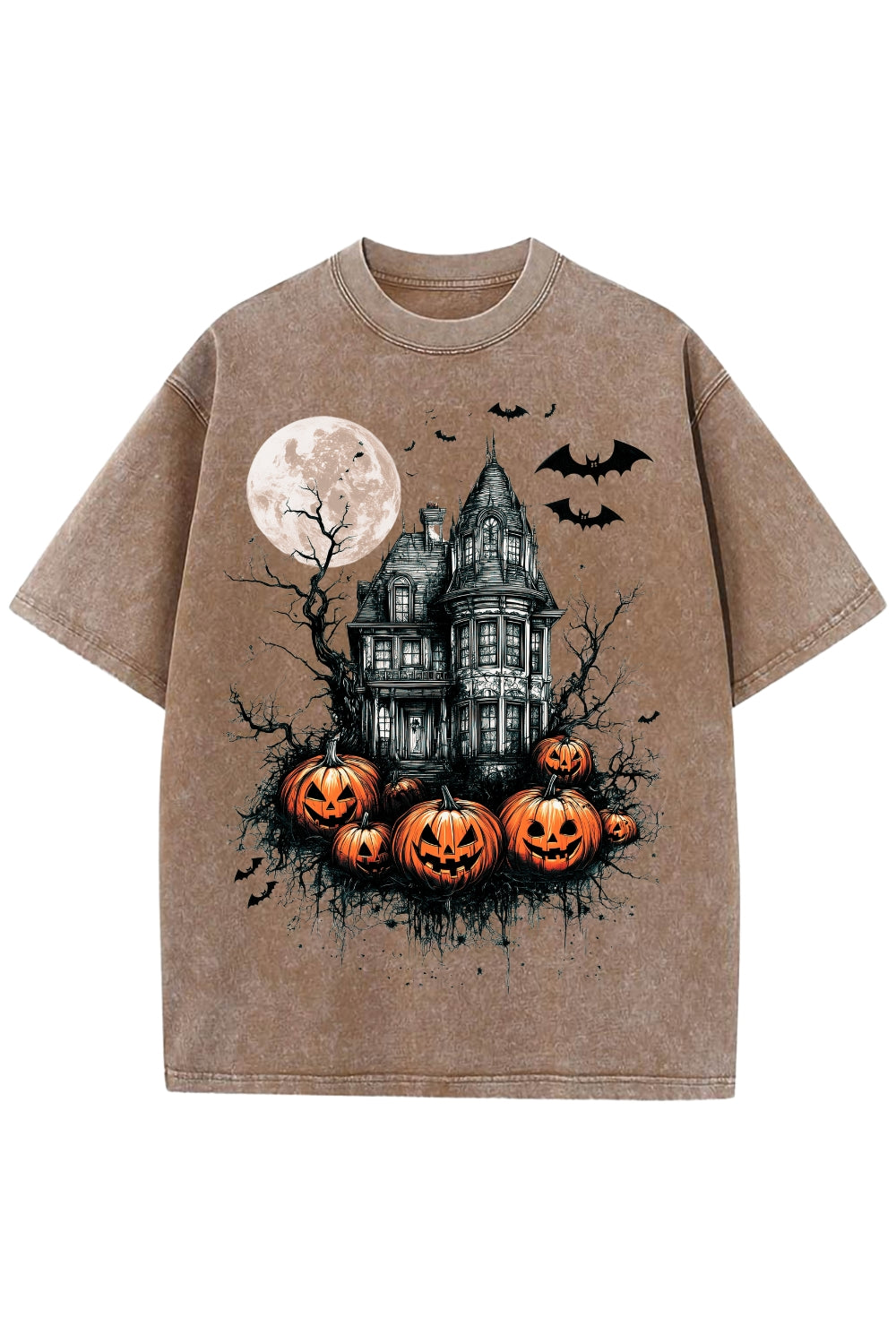Vintage Halloween Scene Washed Tee