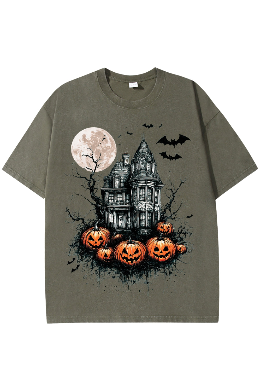 Vintage Halloween Scene Washed Tee