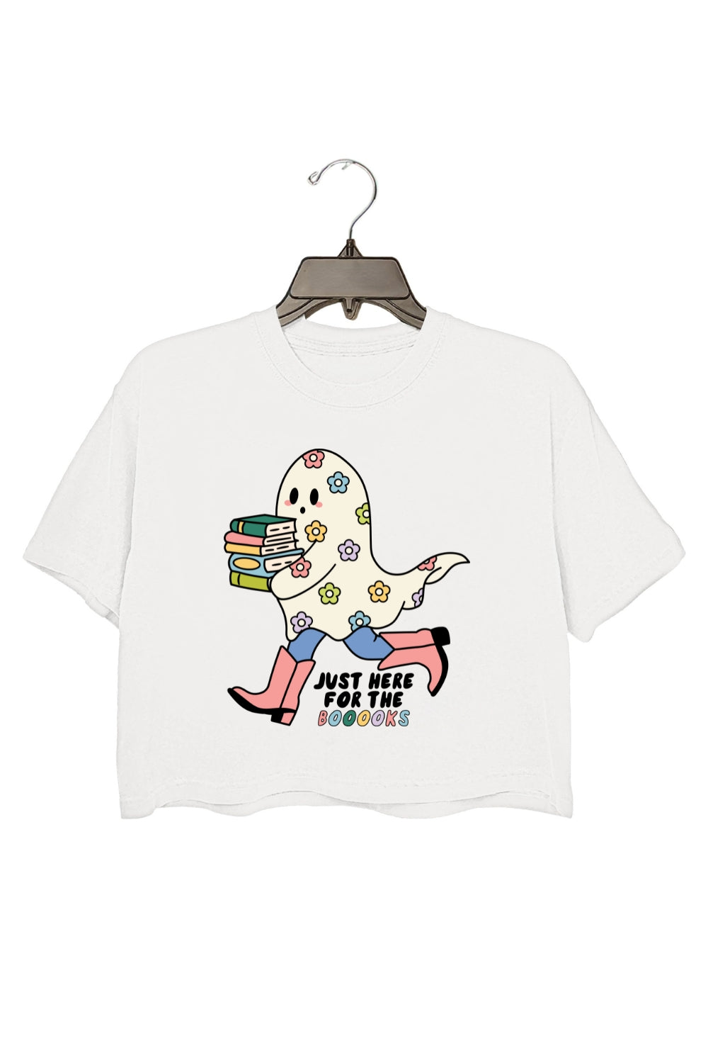 Just Here For The Booooks Crop Top For Women