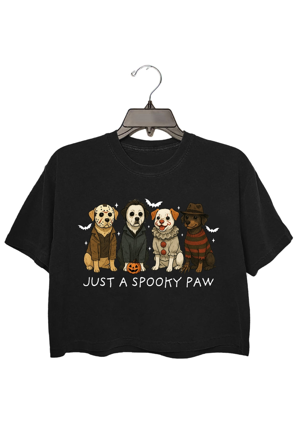 Just A Spooky Paw Halloween Dogs Crop Top For Women