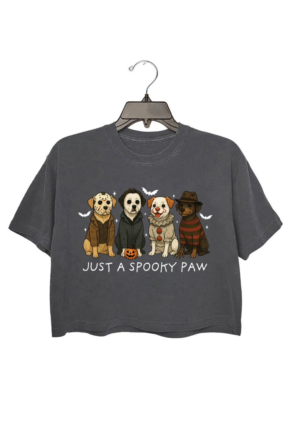 Just A Spooky Paw Halloween Dogs Crop Top For Women