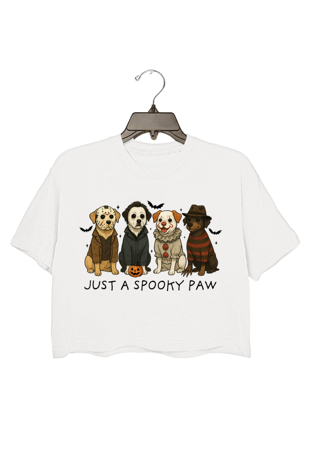 Just A Spooky Paw Halloween Dogs Crop Top For Women