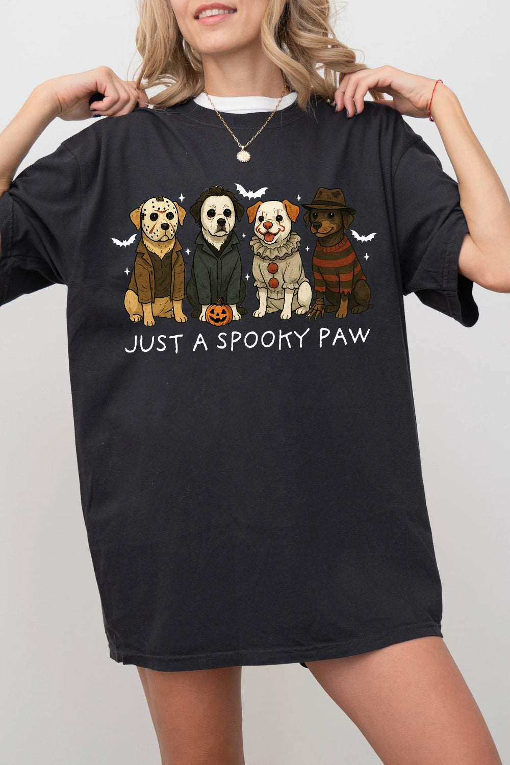 Just A Spooky Paw Halloween Dogs Tee For Women