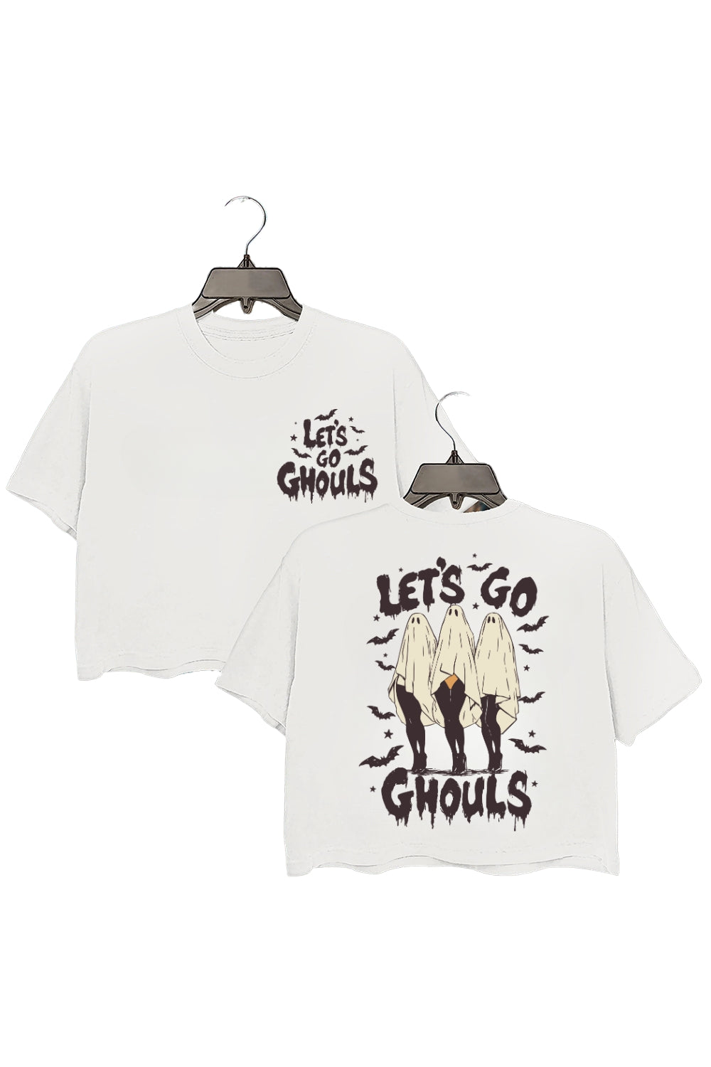 Lets Go Ghouls Girly Ghost Halloween Crop Top For Women