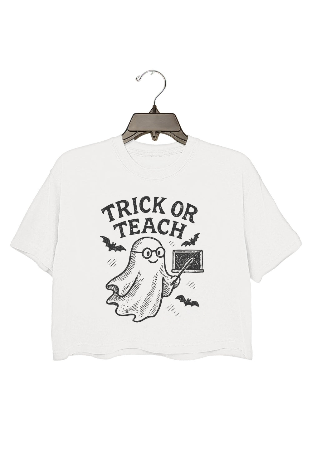 Trick Or Teach Ghost Teacher Crop Top For Women