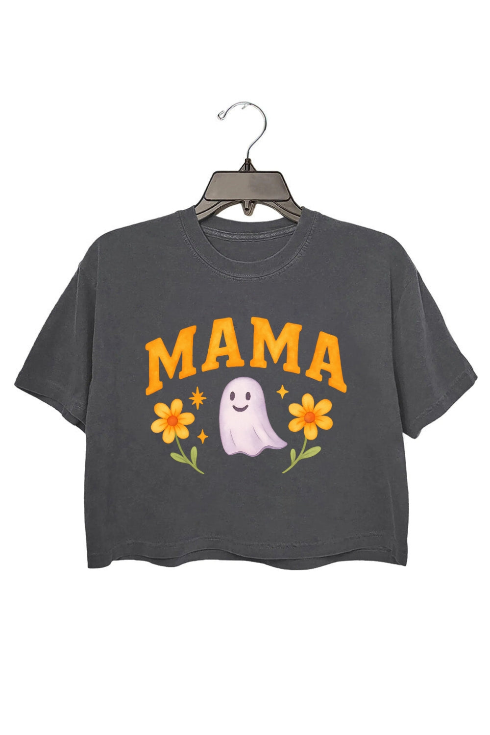 Retro Mama Cute Ghost Floral Crop Top For Women