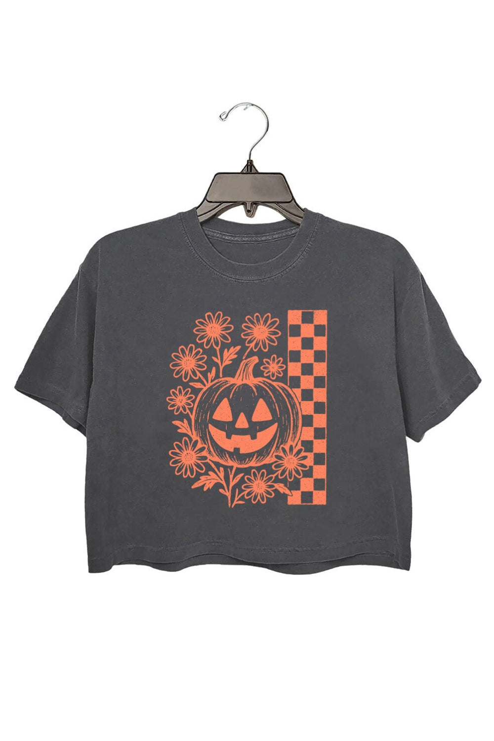 Vintage Pumpkin Floral Halloween Crop Top For Women