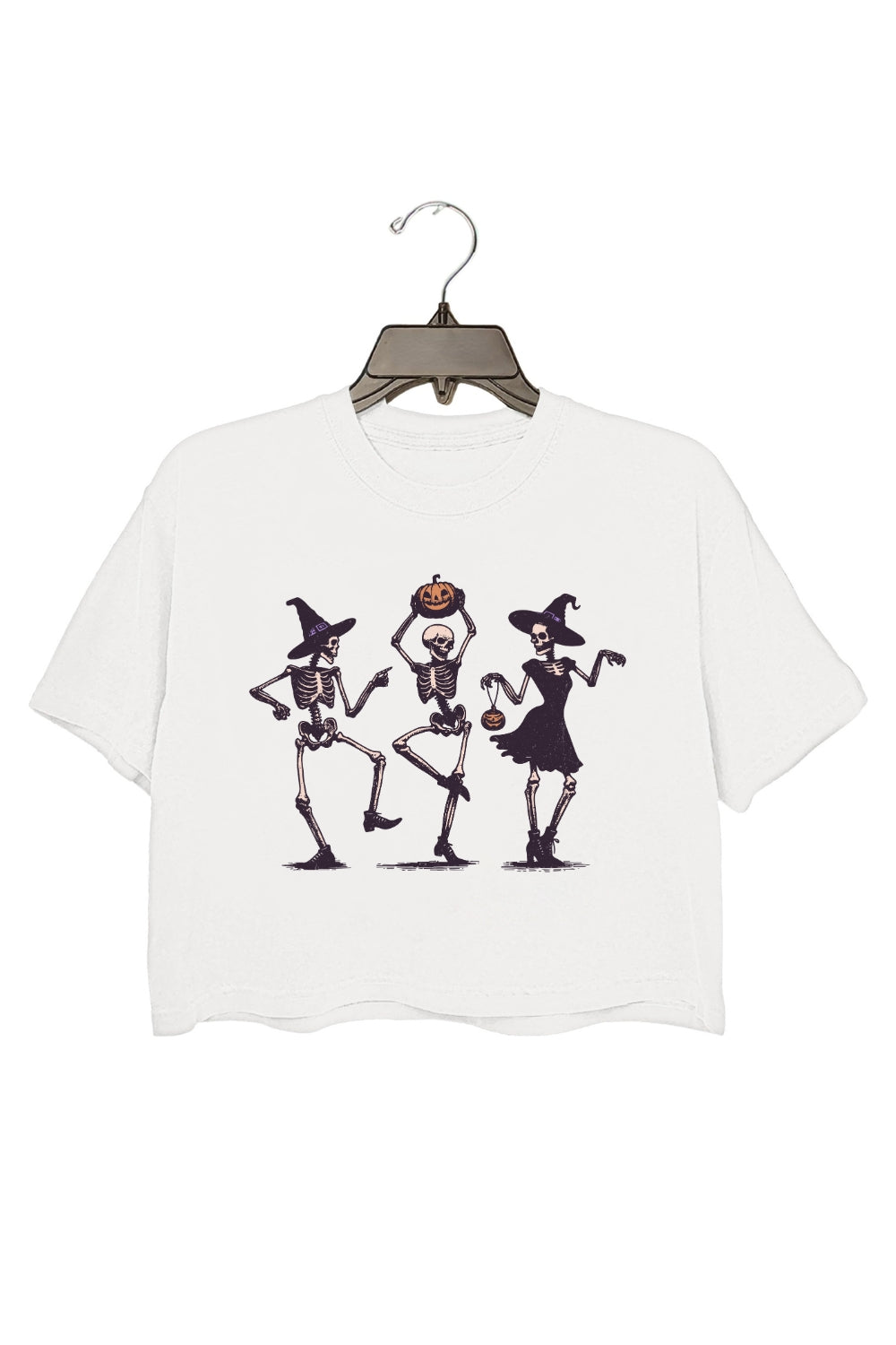 Dancing Skeletons Halloween Spooky Crop Top For Women