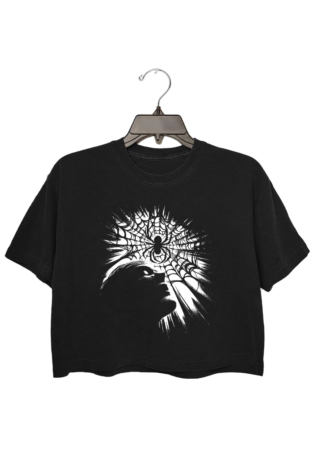 Gothic Spider Web Art Crop Top For Women