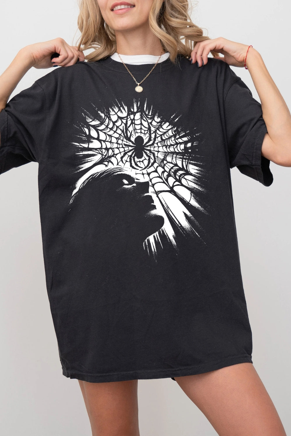 Gothic Spider Web Art Tee For Women