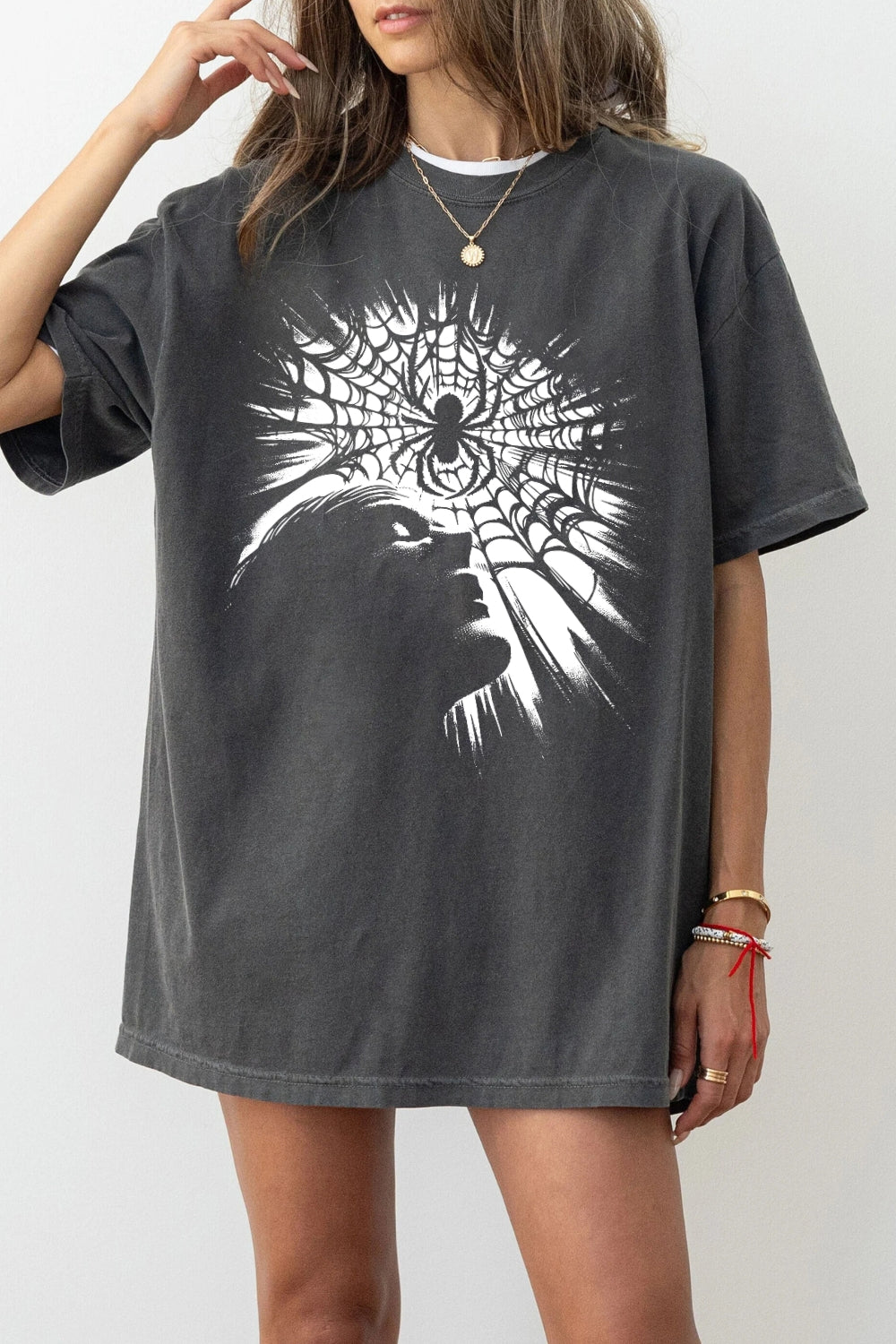 Gothic Spider Web Art Tee For Women