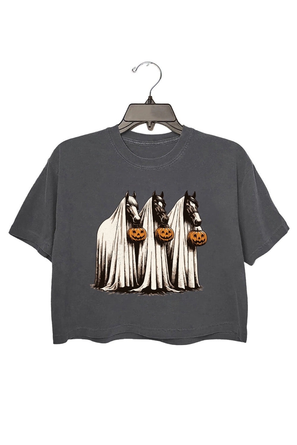 Halloween Spooky Horse Crop Top For Women